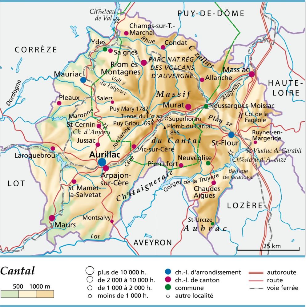 carte département Cantal