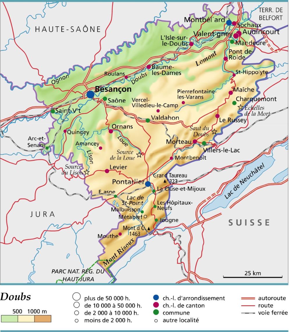 carte département Doubs