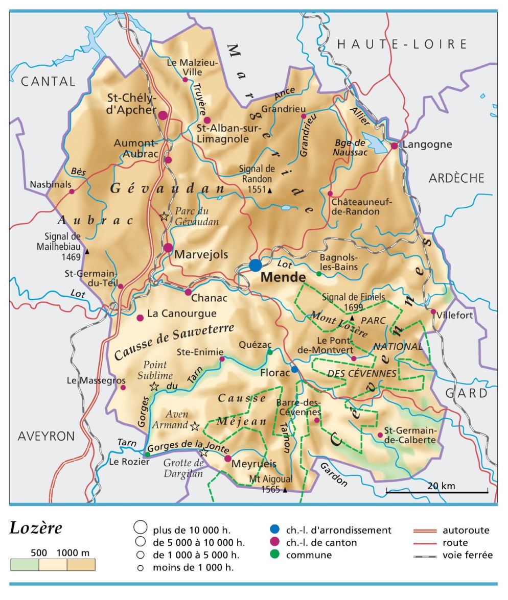 carte département Lozère